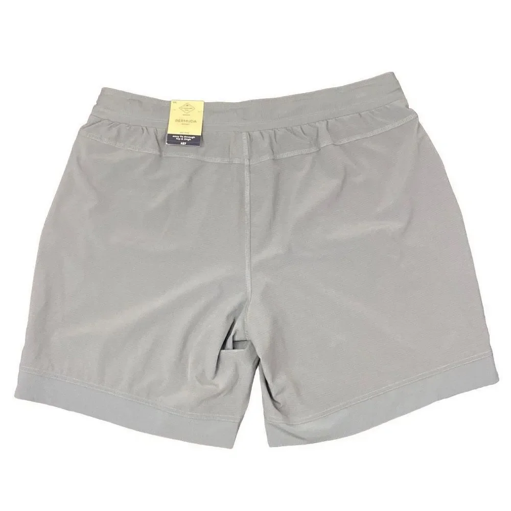 NWT Men’s Bermuda Short 0X Mid Rise Easy Fit Colonial Pewter Elastic Tie Waist